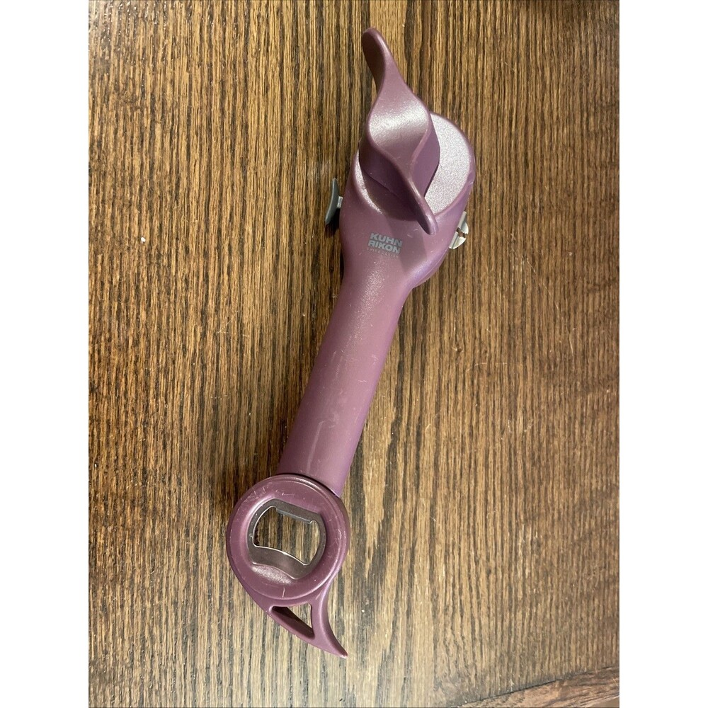 Kuhn Rikon Can Opener 5-in-1 Auto Safety Cans Bottles Jars Smooth Edge Purple